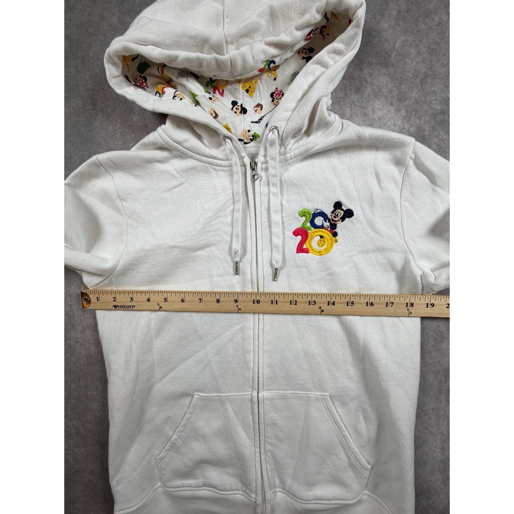 Disney Walt Disney World 2020 Womens Medium Hoodie White Mickey Minnie Full Zip - Picture 11 of 12